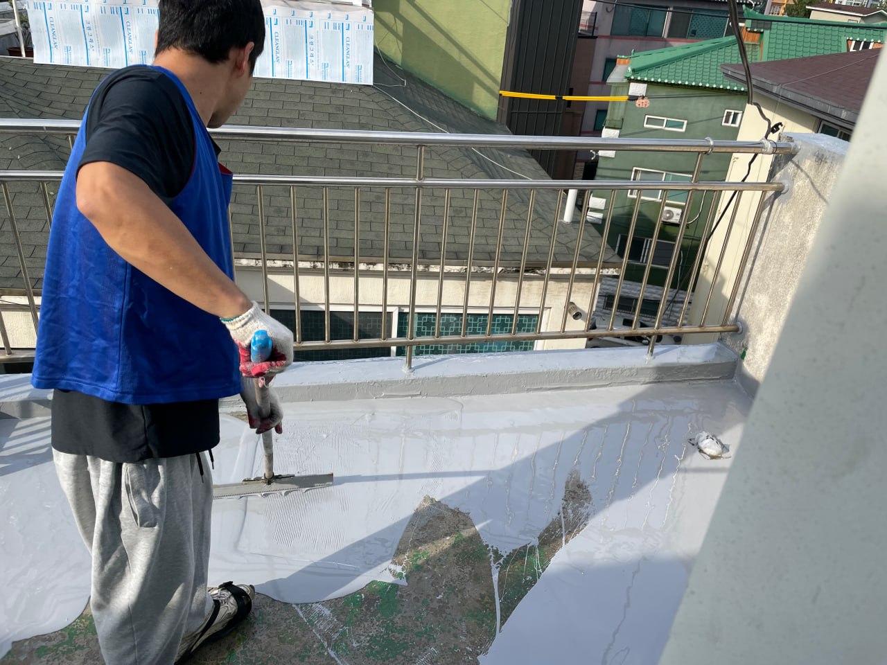 옥상 우레탄 방수 시공 현장